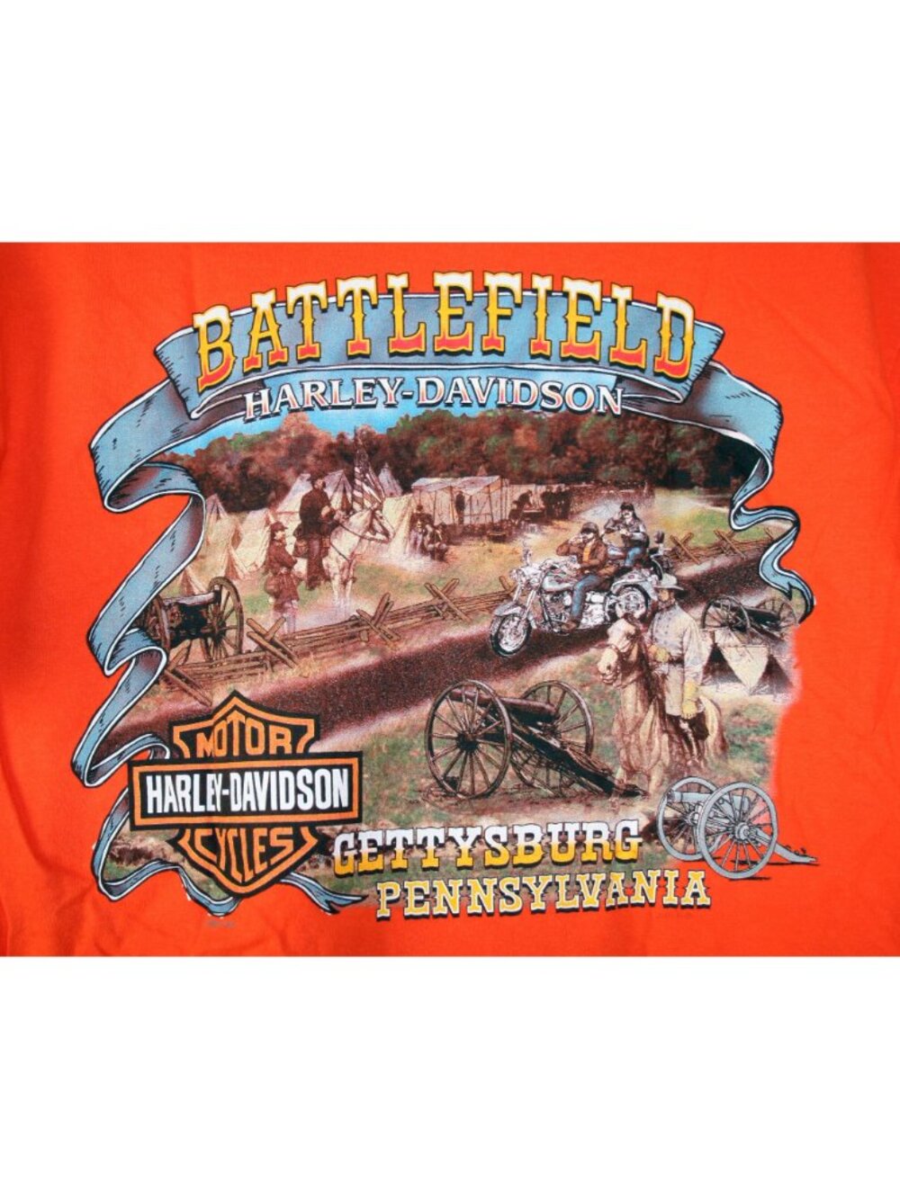 Harley-Davidson Unisex Orange Battlefield T-Shirt M Gettysburg Pennsylvania - Picture 3 of 4